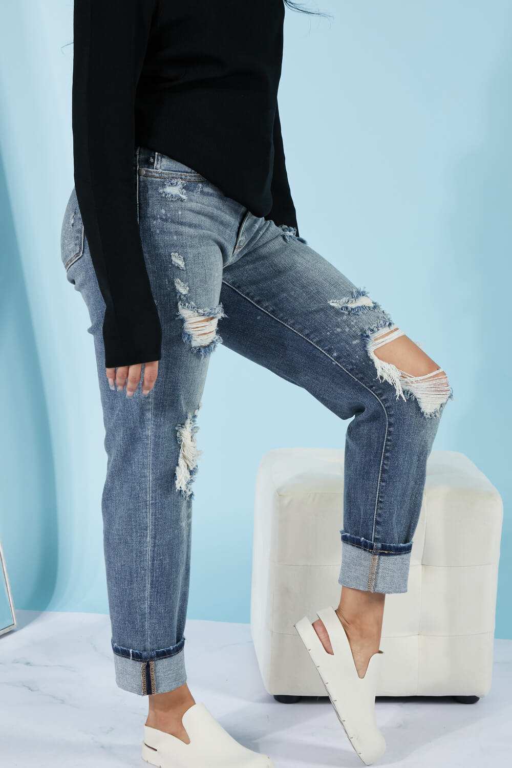 Lindsey Judy Blue Boyfriend Jeans
