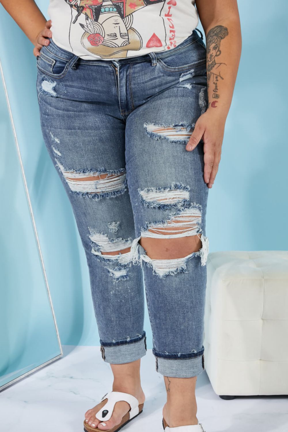 Lindsey Judy Blue Boyfriend Jeans