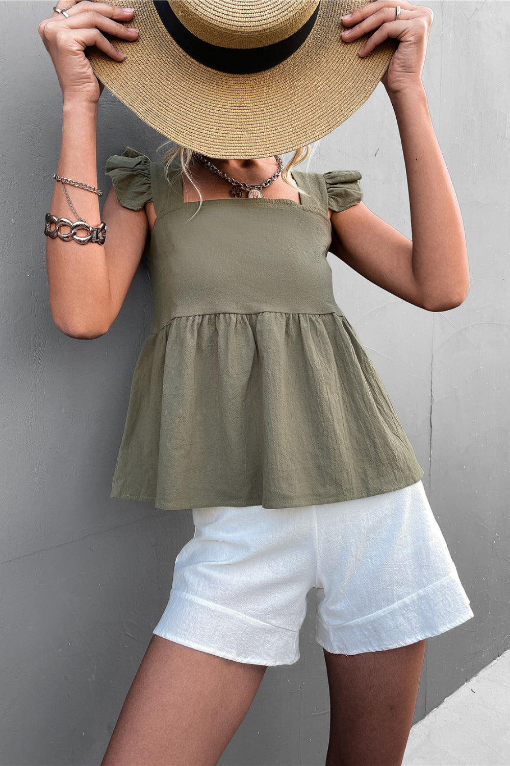 Squared Up Peplum Top