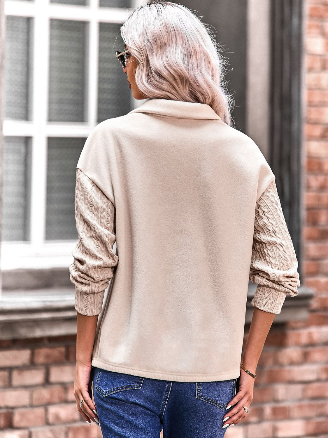 Quarter Zip Spliced Sweatshirt