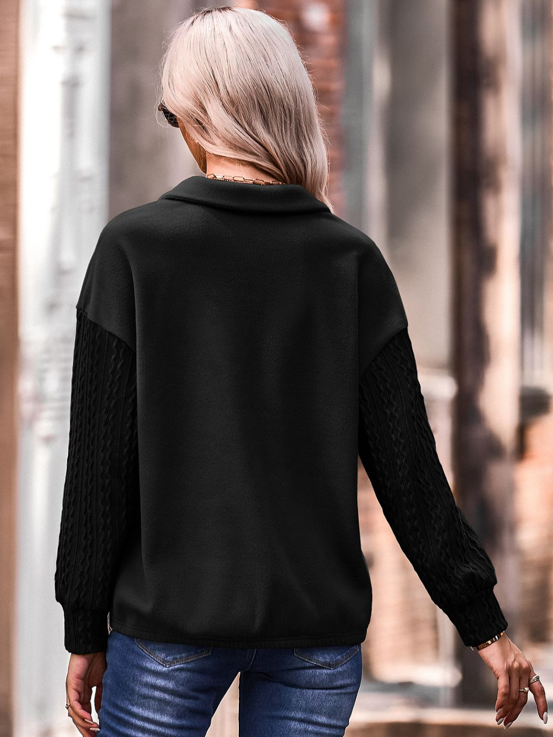 Quarter Zip Spliced Sweatshirt