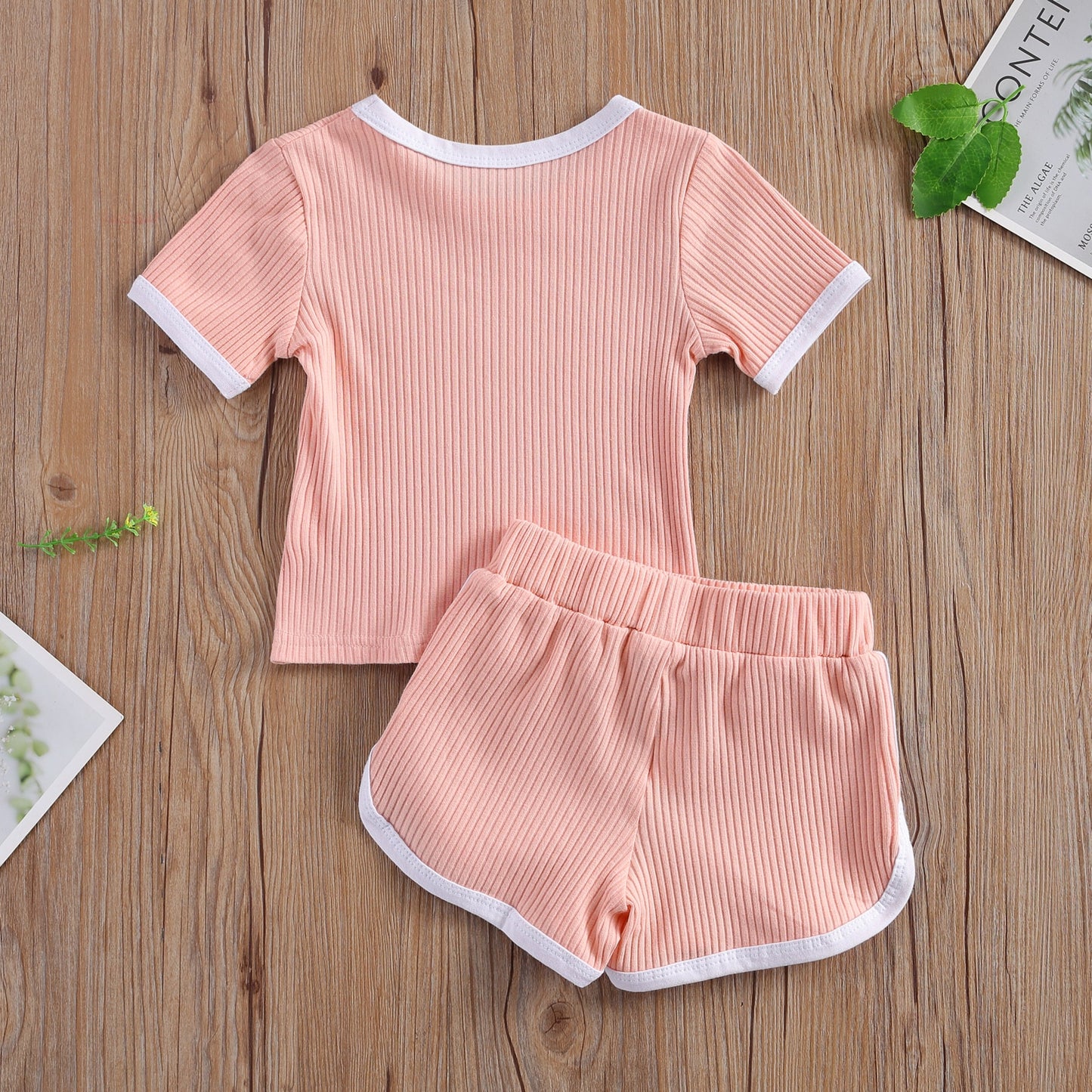 Short Sleeve Ribbed Track Suit