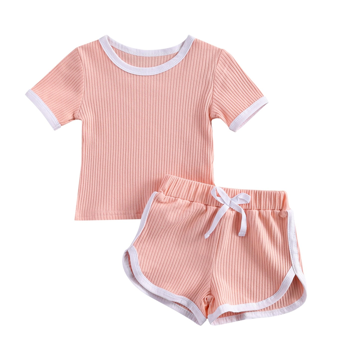 Short Sleeve Ribbed Track Suit