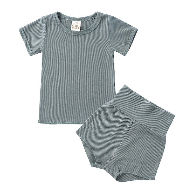 lioraitiin 1-4Years Toddler Baby Girl 2Pcs Summer Clothing Set Short Sleeve Solid Top Shorts Outfit