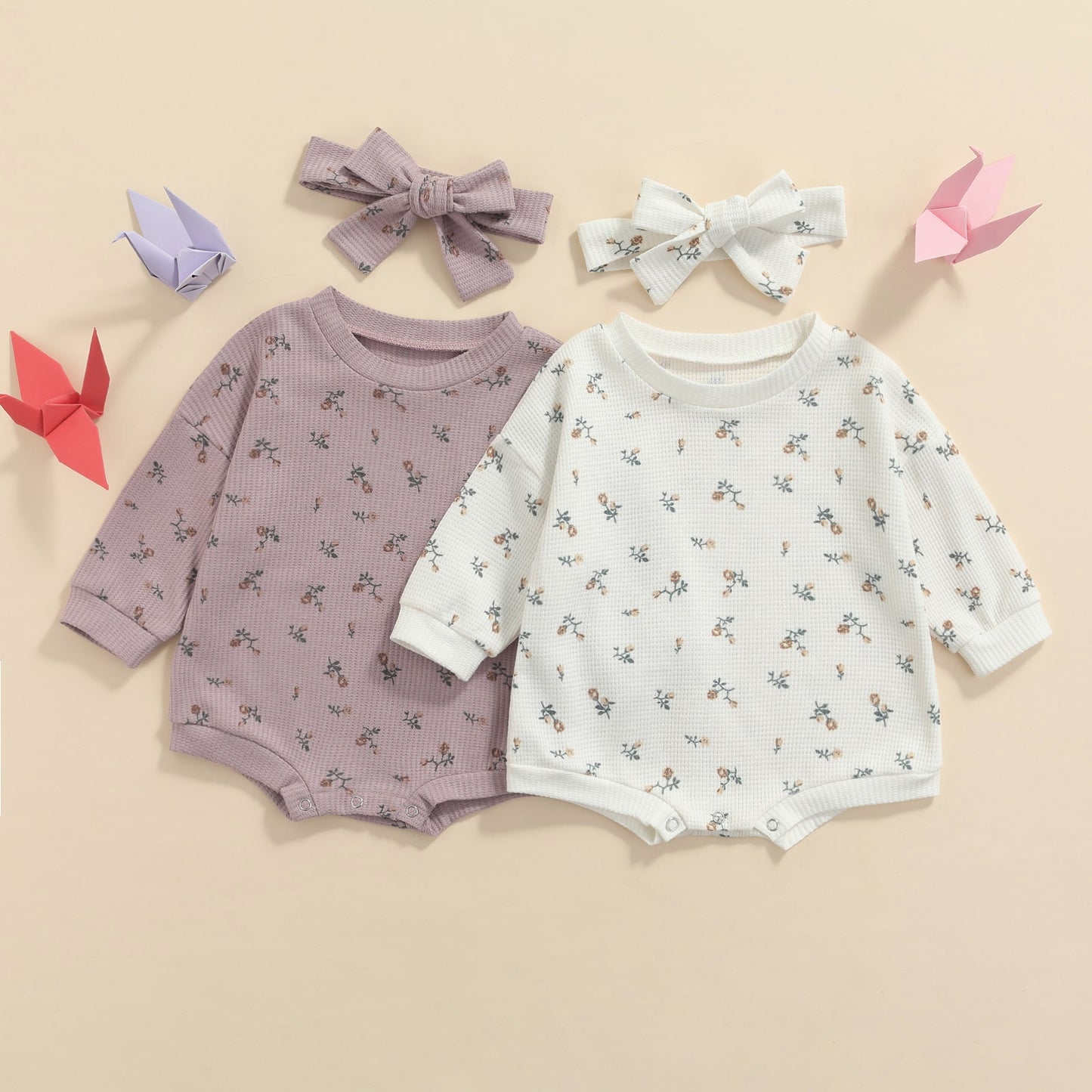 Floral Relaxed-Fit Waffle Romper
