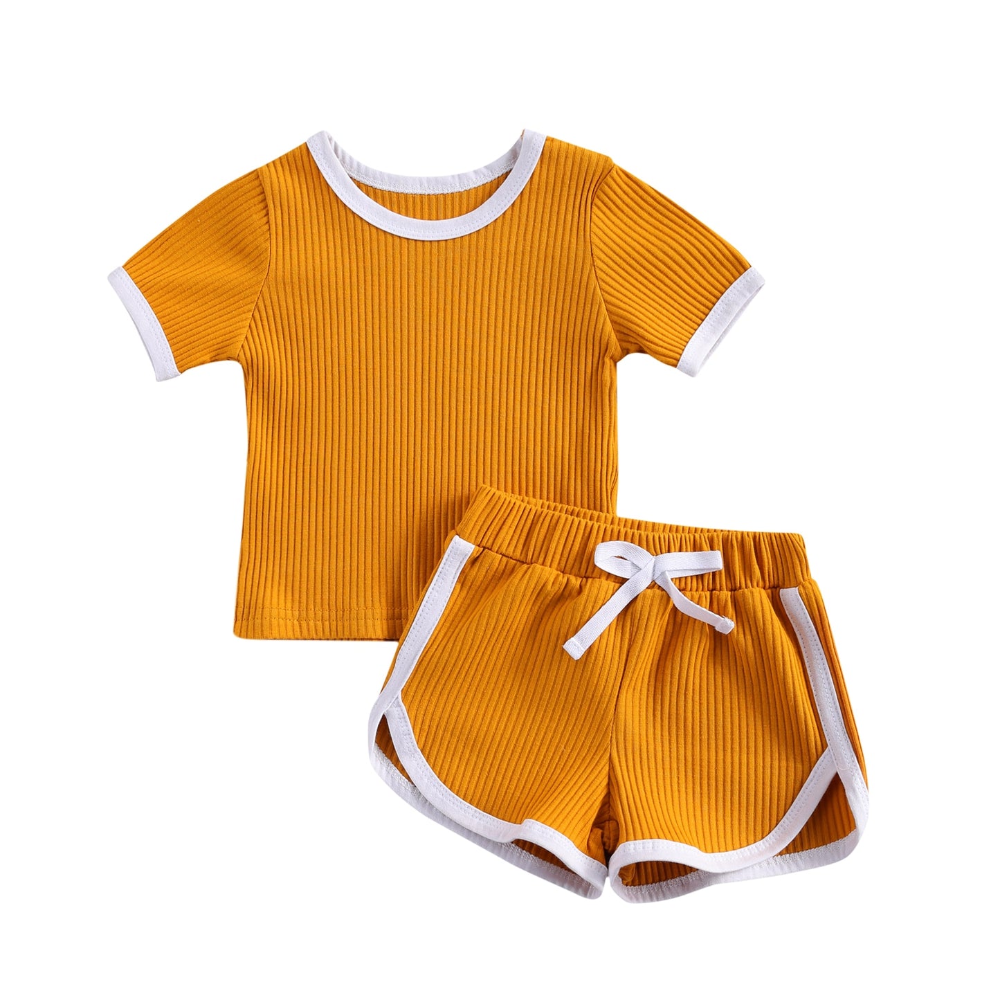 Short Sleeve Ribbed Track Suit