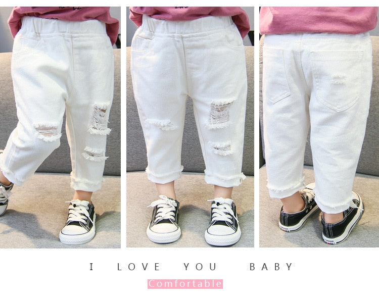 White Distressed Denim Pants