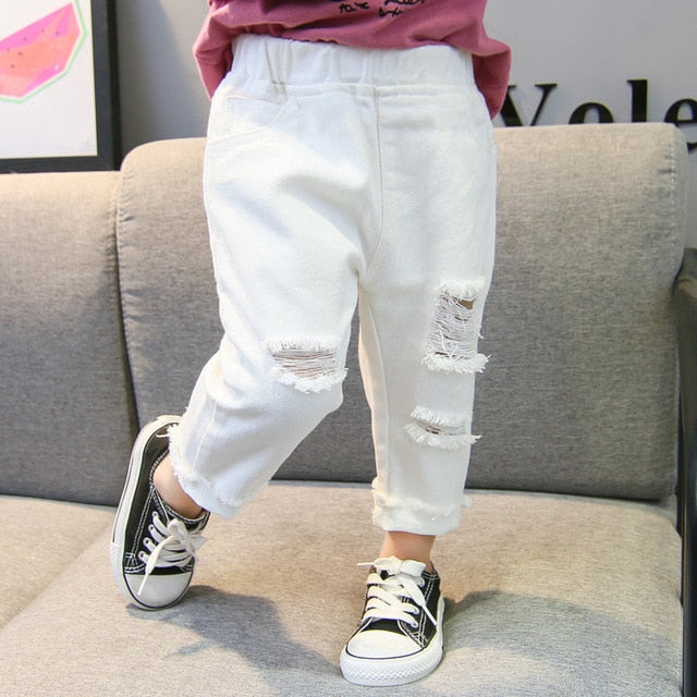 White Distressed Denim Pants