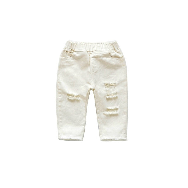 White Distressed Denim Pants