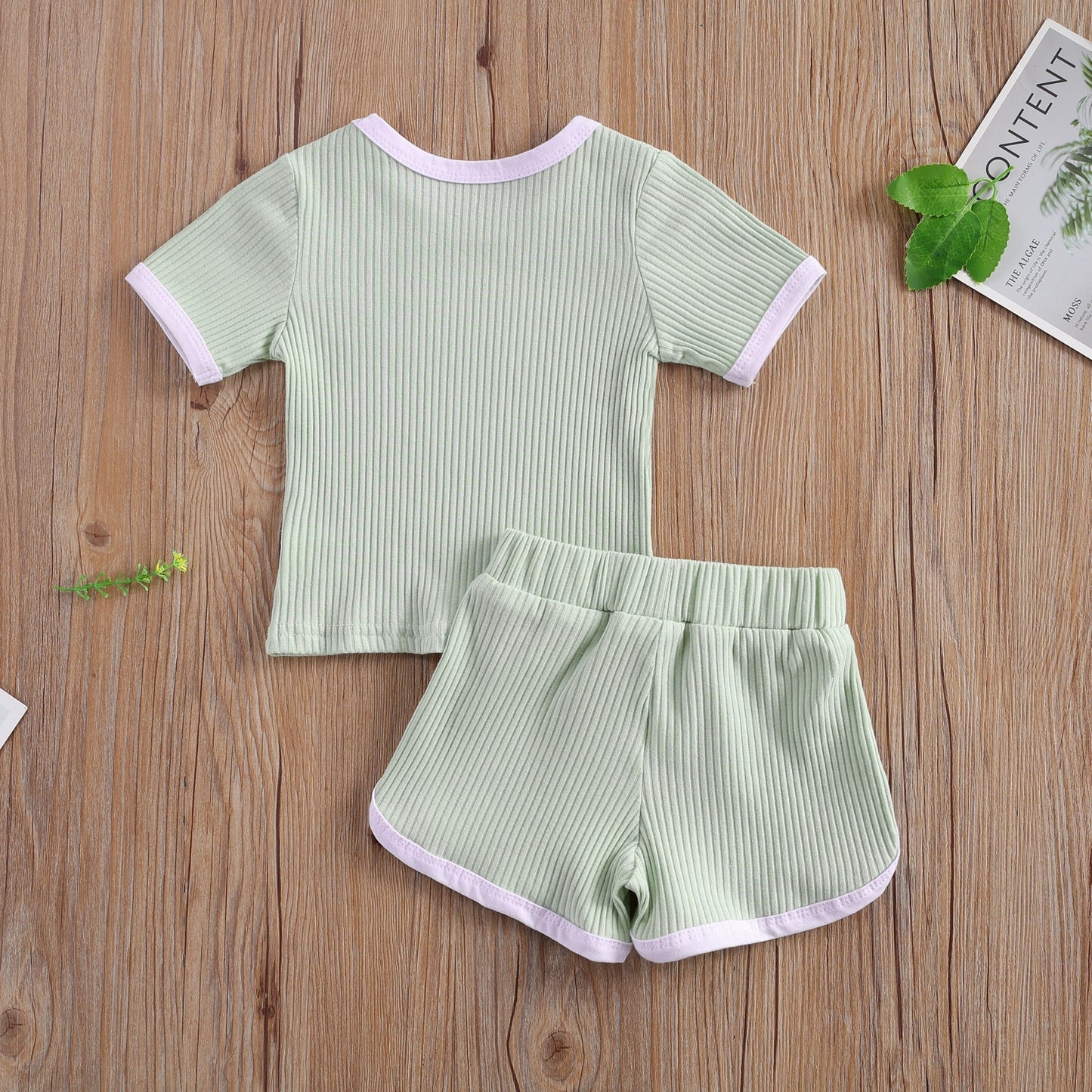 Short Sleeve Ribbed Track Suit