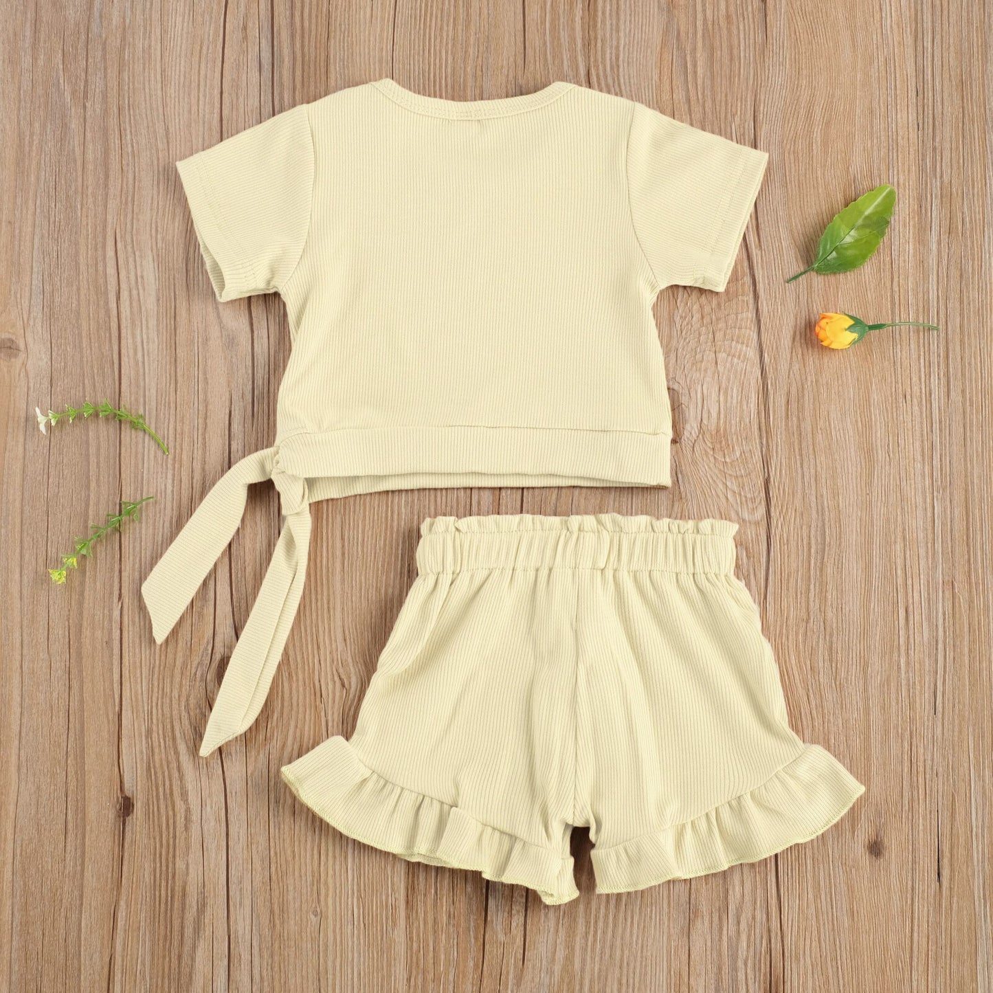 lioraitiin 0-3Years Toddler Newborn Baby Girl 2Pcs Summer Clothing Set Short Sleeve Solid Top Shorts 3Styles Outfit