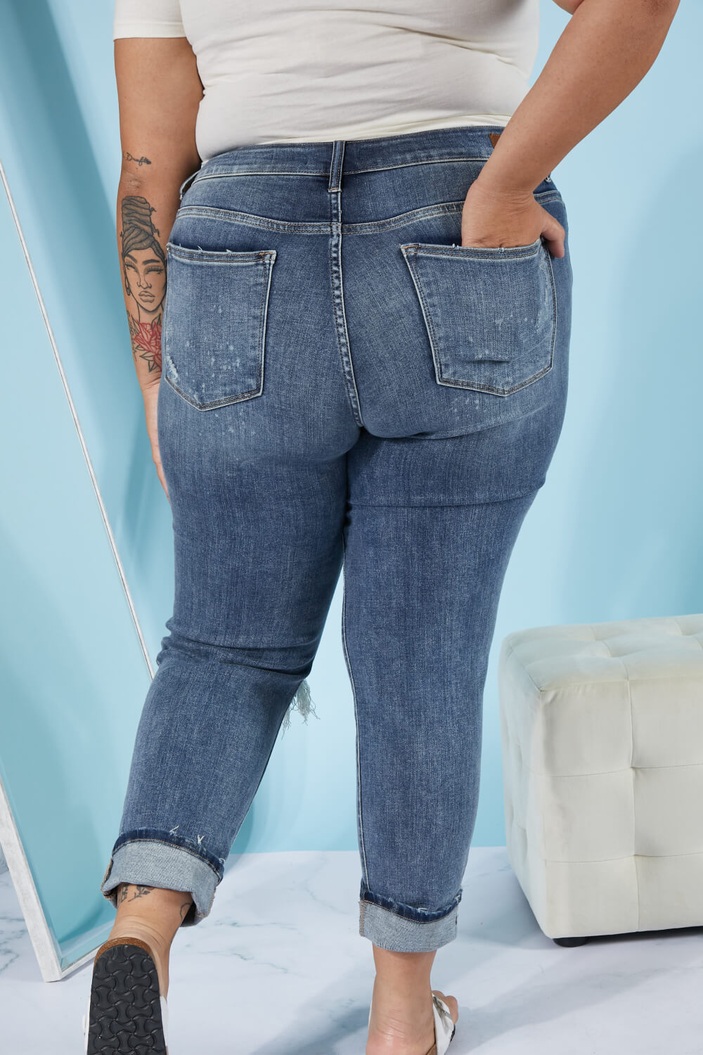 Lindsey Judy Blue Boyfriend Jeans