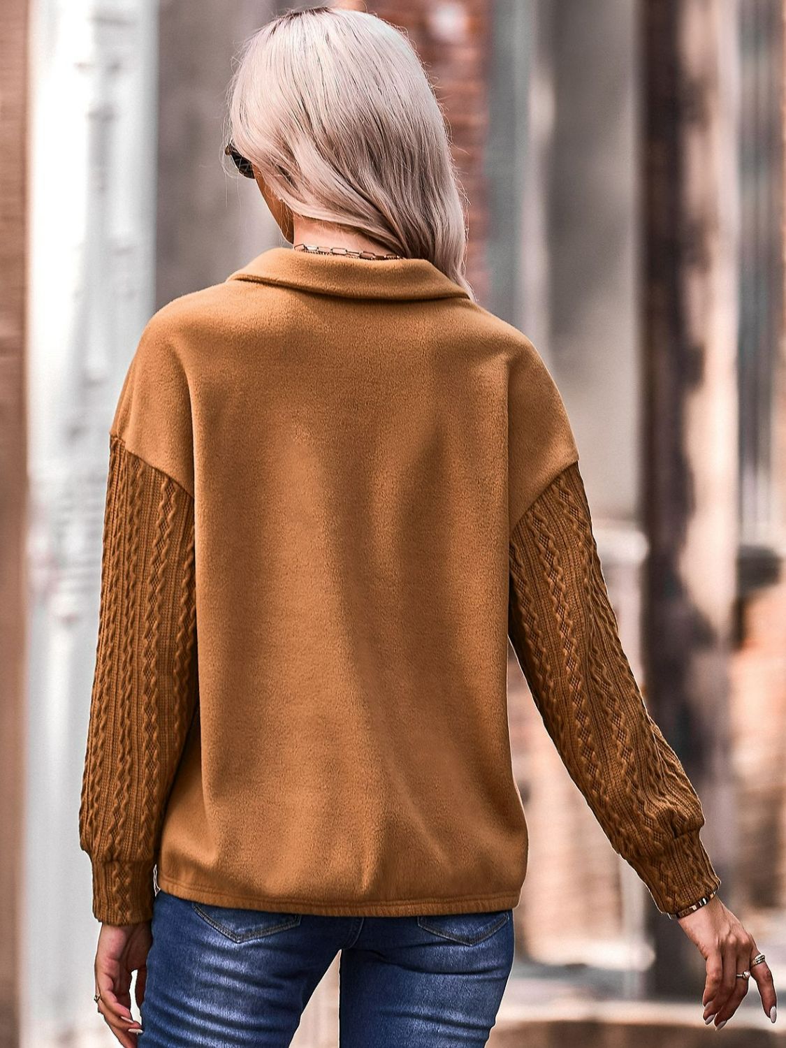 Quarter Zip Spliced Sweatshirt