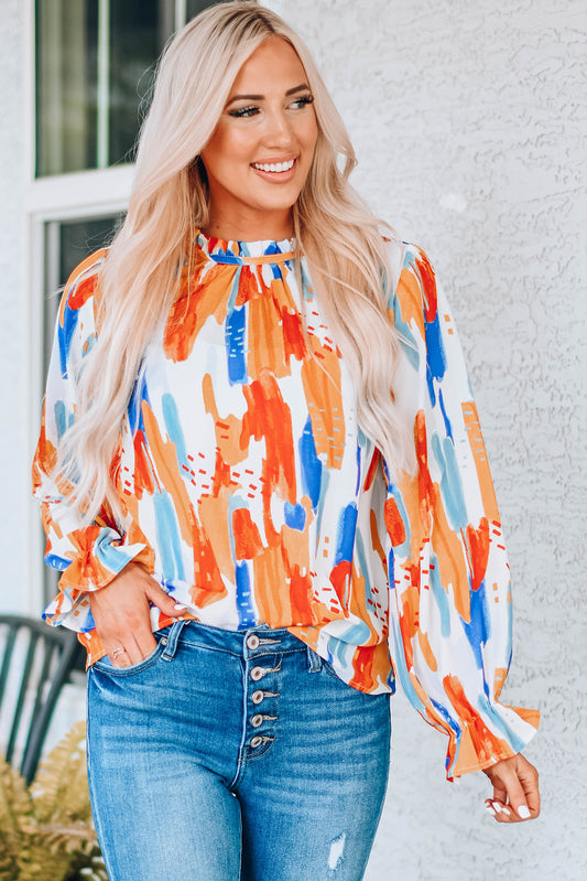 Paint Print Sleeve Top