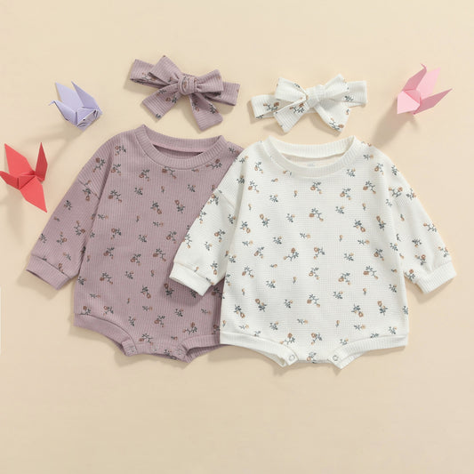 Floral Relaxed-Fit Waffle Romper