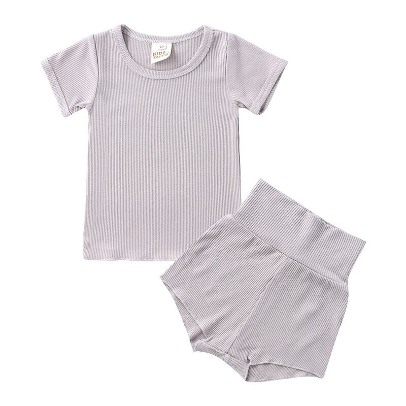 lioraitiin 1-4Years Toddler Baby Girl 2Pcs Summer Clothing Set Short Sleeve Solid Top Shorts Outfit